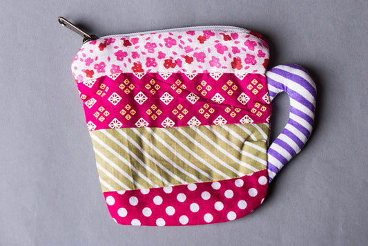 Patchwork Cotton Mug Pouch - Small