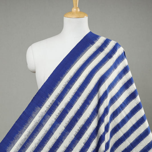 Blue - Pochampally Double Ikat Handloom Pure Cotton Fabric