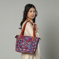 rabari embroidery leather shoulder bag