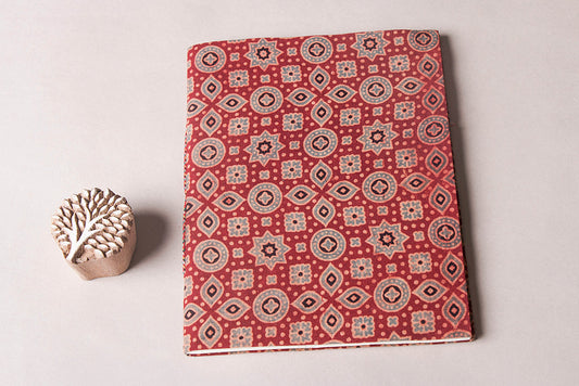 Ajrakh Fabric Cover Handmade Ruled Paper Diary ( 9in x 7in )