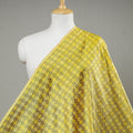 Yellow Raw Silk Handwoven Pochampally Double Ikat Fabric