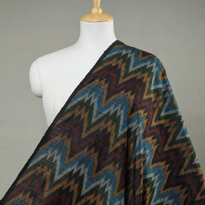 Multicolor - Raw Silk Pochampally Double Ikat Pure Handwoven Fabric