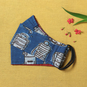  Bindaas Block Printed Cotton 3 Layer Snug Fit Face Cover 