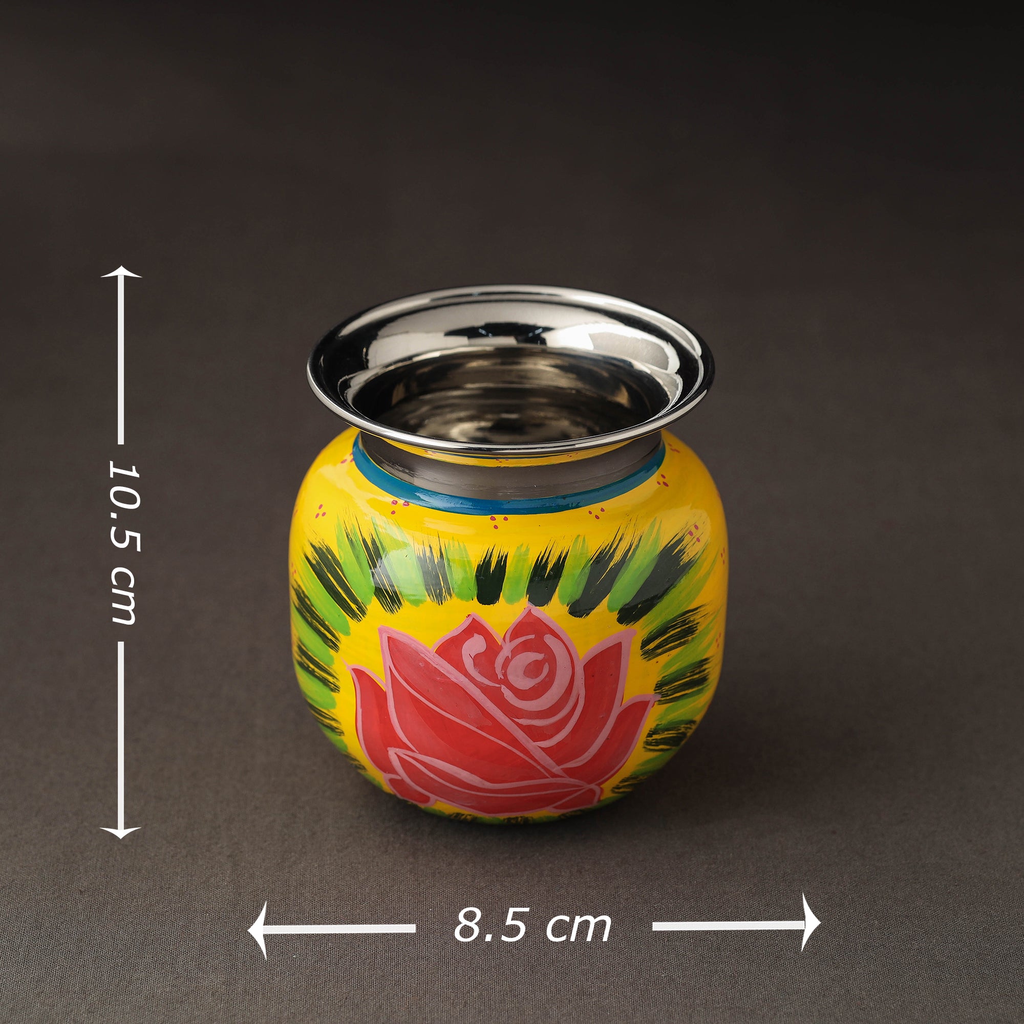  Banaras Handpainted Stainless Steel Lota / Kalash / Container 