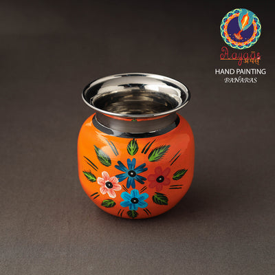 Banaras Handpainted Stainless Steel Lota / Kalash / Container