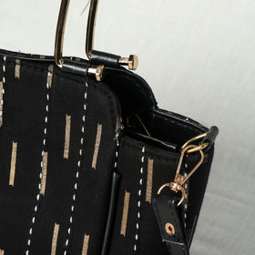 Black Handcrafted Kantha Hand Embroidered Cotton Hand Bag