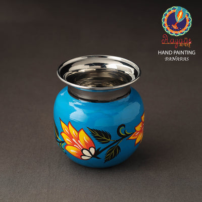 Banaras Handpainted Stainless Steel Lota / Kalash / Container