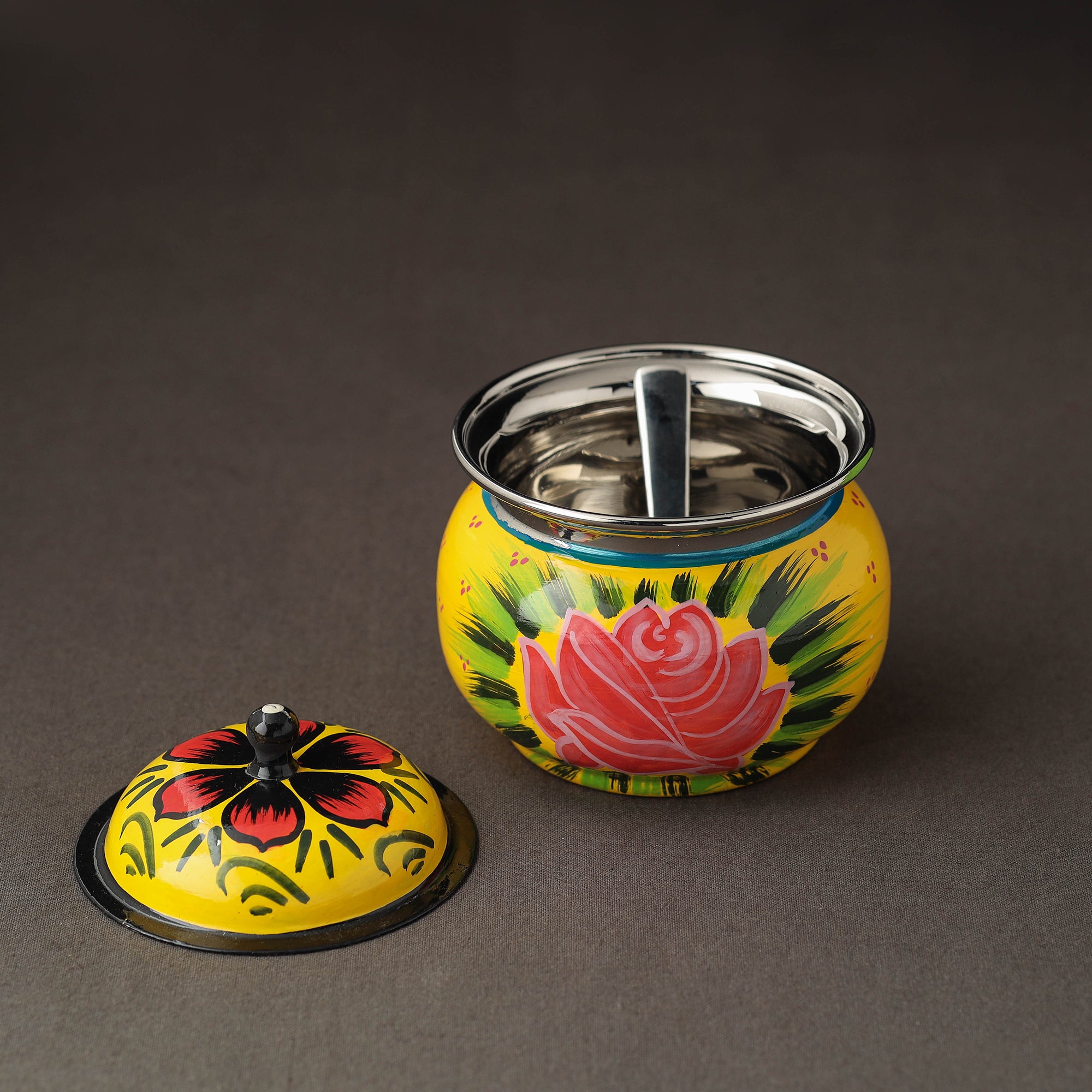  Banaras Handpainted Stainless Steel Small Ghee Pot 