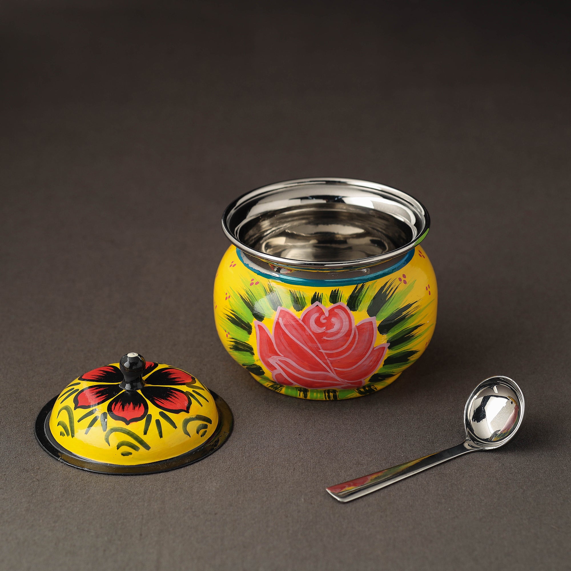  Banaras Handpainted Stainless Steel Small Ghee Pot 