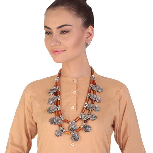 Handcrafted Orange Beads Necklace by Bamboo Tree Jewels