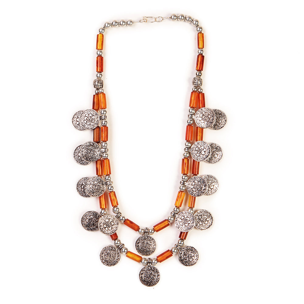 Handcrafted Orange Beads Necklace by Bamboo Tree Jewels
