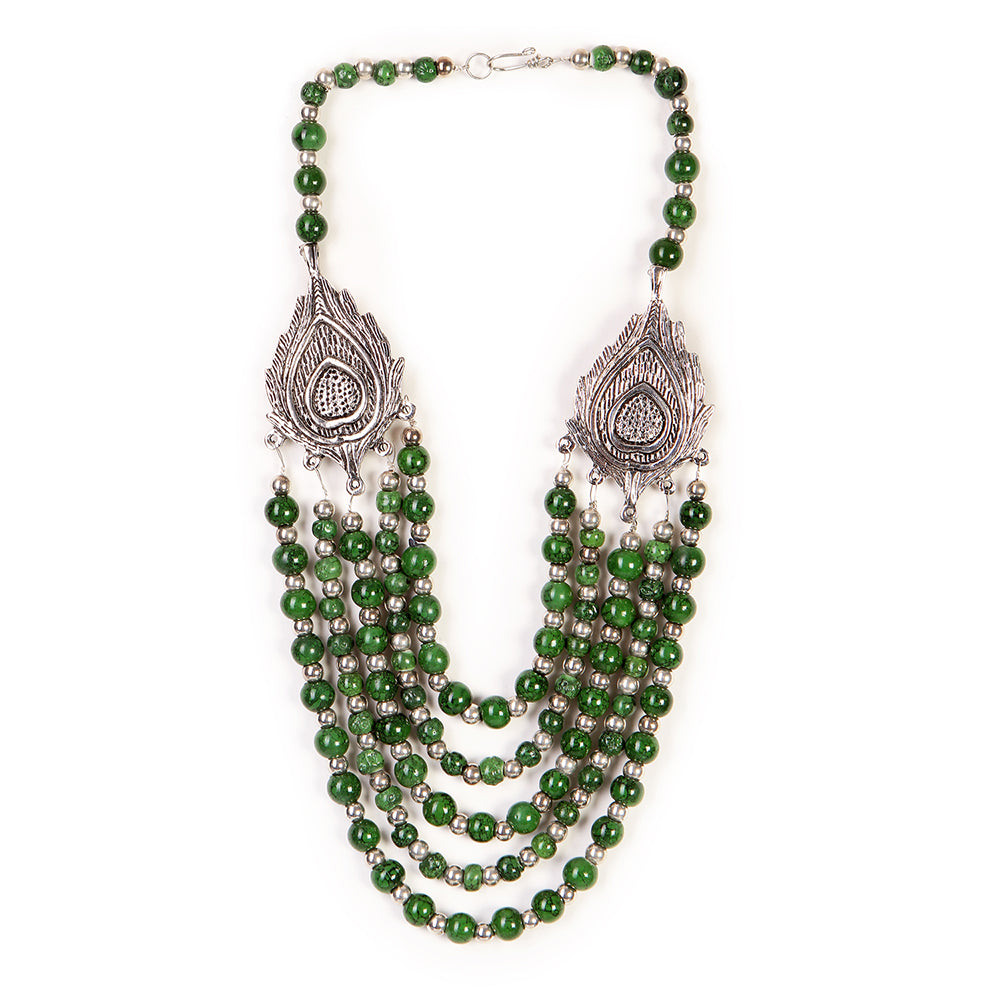 Handcrafted Green Beads Necklace by Bamboo Tree Jewels