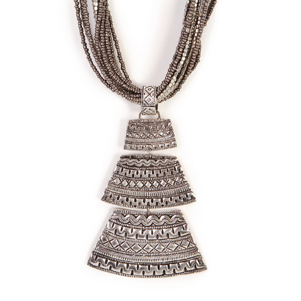 silver beadwork necklace