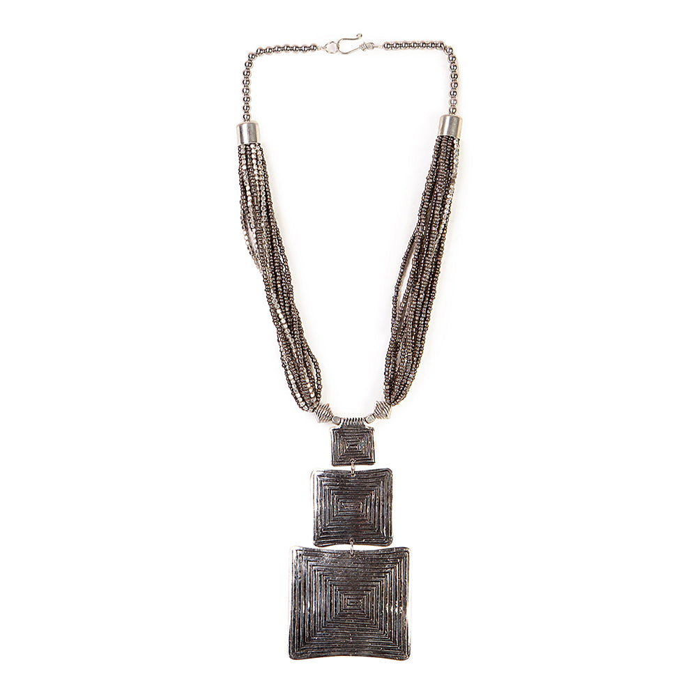 Handcrafted Silver Beads Necklace by Bamboo Tree Jewels