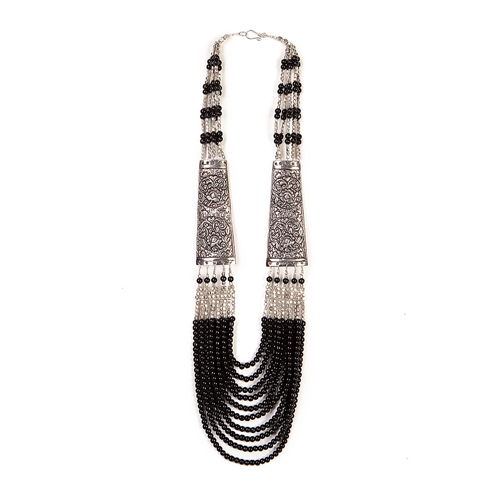 Handcrafted Black Beads Necklace by Bamboo Tree Jewels