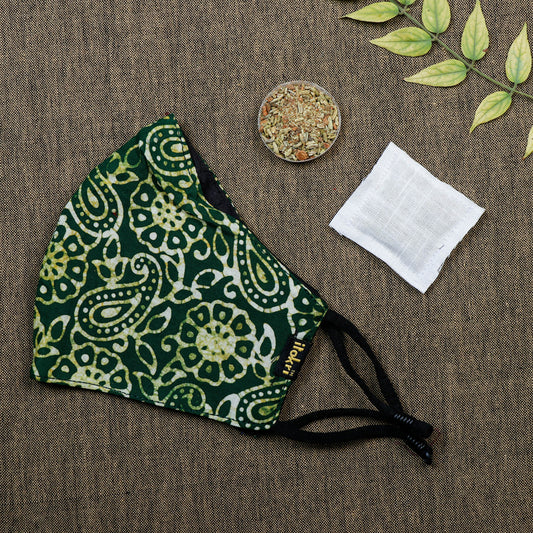 Herb Pocket Batik Print Cotton 3 Layer Snug Fit Face Cover