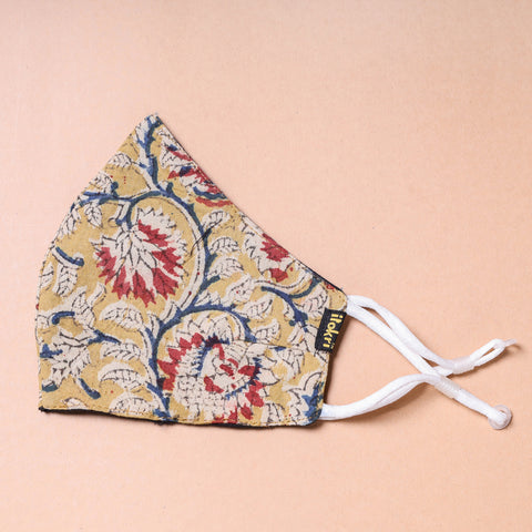  Kalamkari Block Printed Cotton 3 Layer Snug Fit Face Cover 