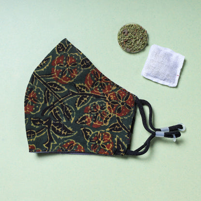 Herb Pocket Ajrakh Block Printed Cotton 3 Layer Snug Fit Face Cover