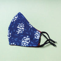 Indigo Block Print Cotton 3 Layer Snug Fit Face Cover