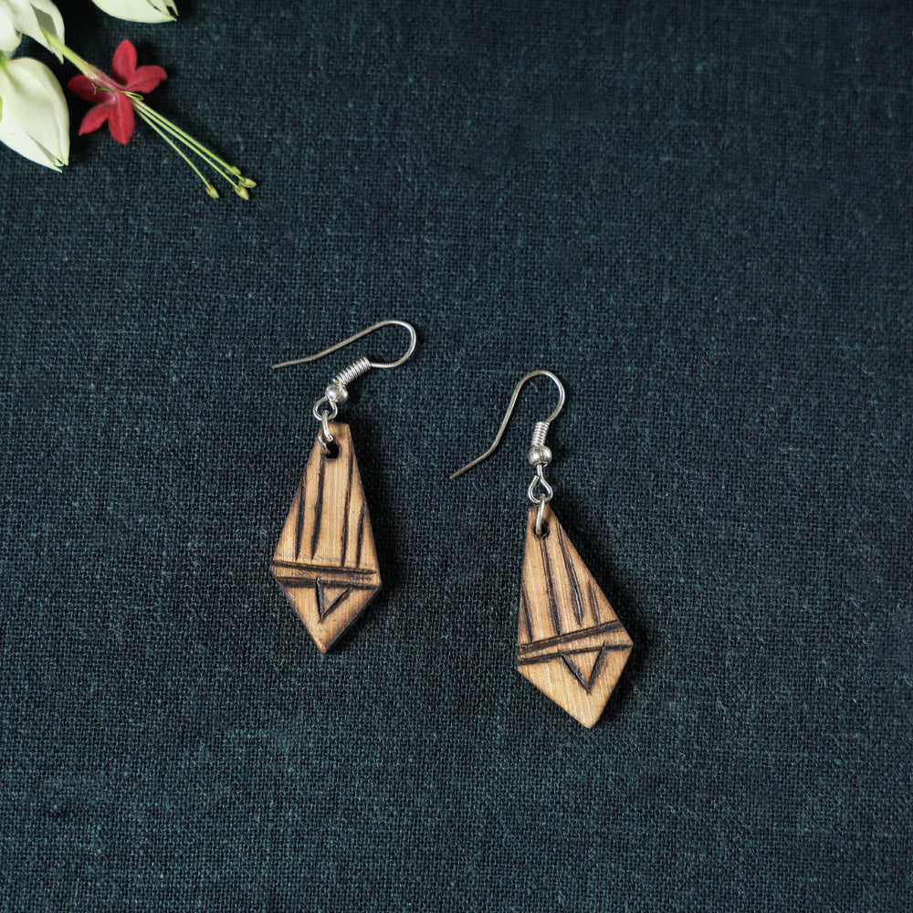 Hand Carved Bamboo Wooden Earrings