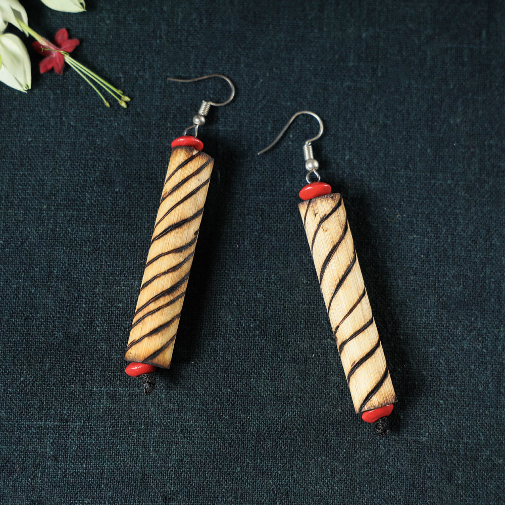 Hand Carved Bamboo Wooden Earrings