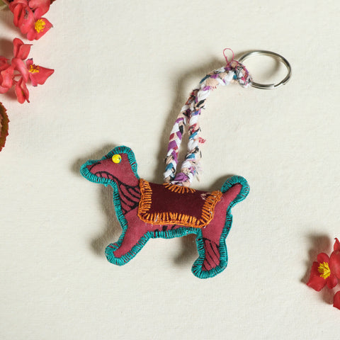 Dog - Katran Artwork Kantha Stitch Funky Keychain