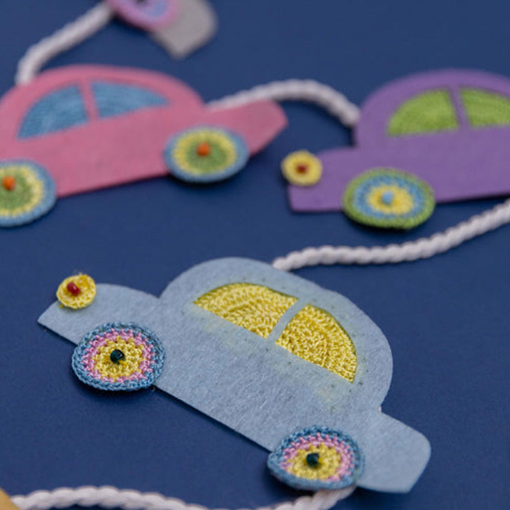 Samoolam Handmade Crochet Kids Room Decor Bunting ~ Cars