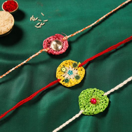 Handmade Upcycled Weave Rakhi by Khamir (Set of 3)