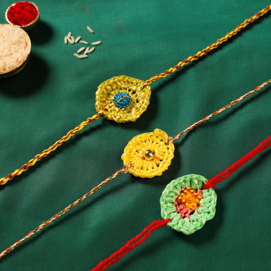 Handmade Upcycled Weave Rakhi by Khamir (Set of 3)