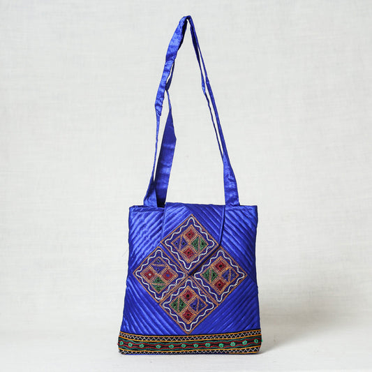 Kutchi Embroidery Mirror Work Mashru Silk Shoulder Bag