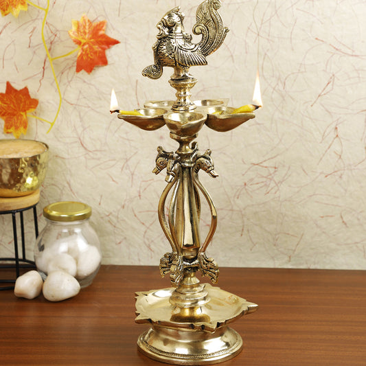 Brass Metal Handcrafted Pancham Bird Diya Lamp (5.2 x 5.2 in)