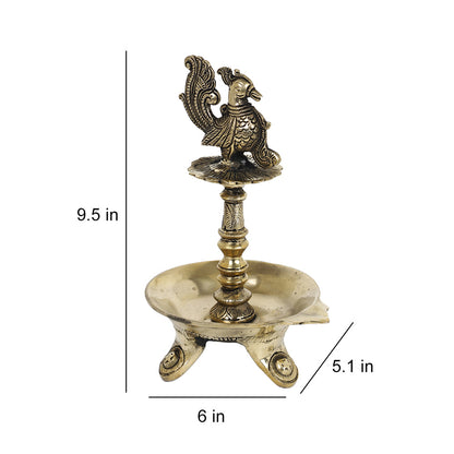 Brass Metal Handcrafted Bird Lamp Diya (6 x 5.1 in)
