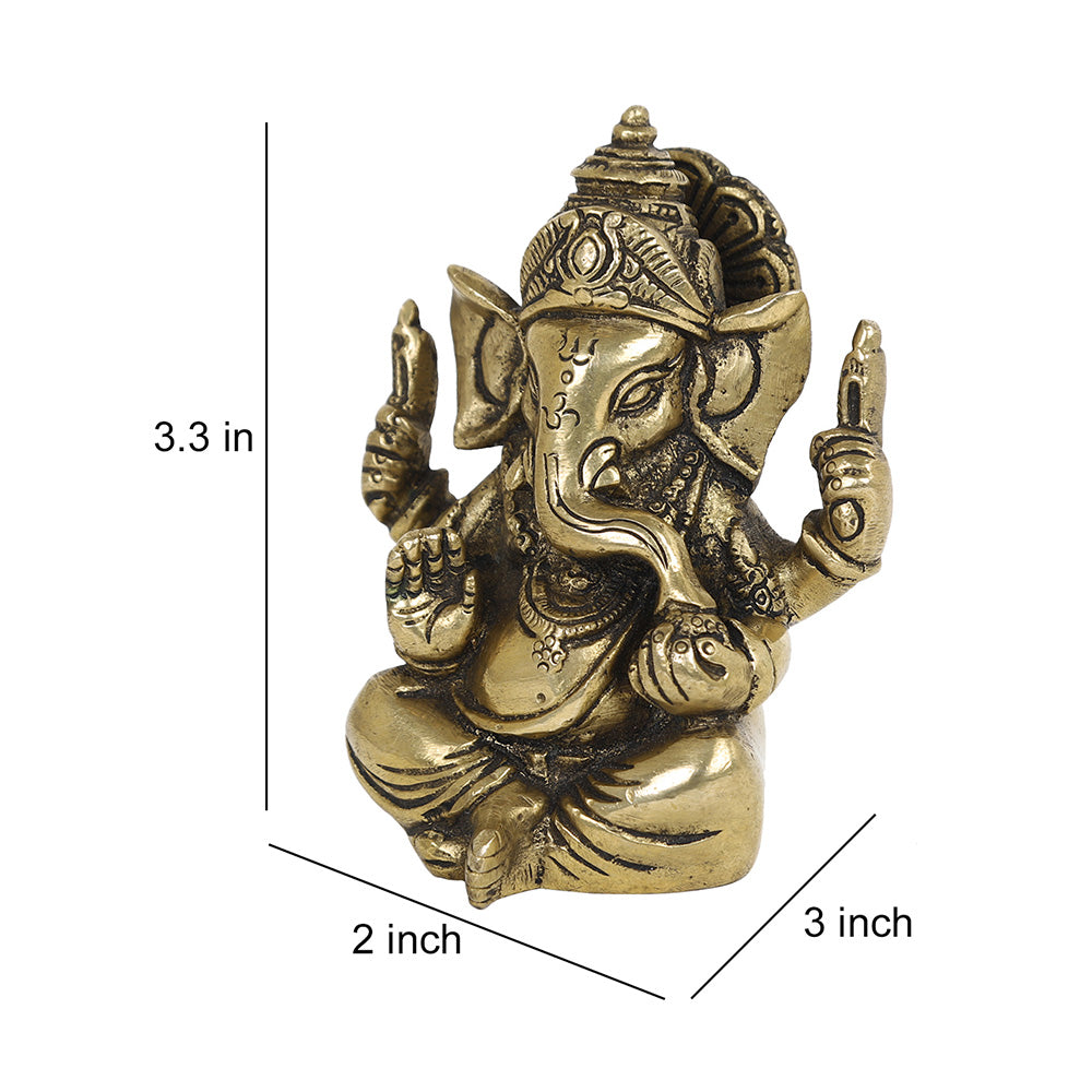 Brass Metal Handcrafted Lord Ganesha (2 x 3 in)