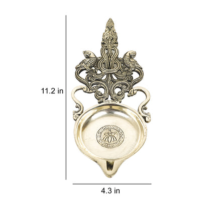 Brass Metal Handcrafted Aarti Diya Spoon (11.2 x 4.3 in)