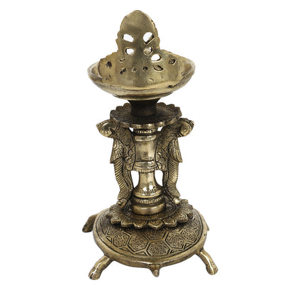 Brass Metal Handcrafted Tortoise Lamp Diya (7.5 x 5 in)
