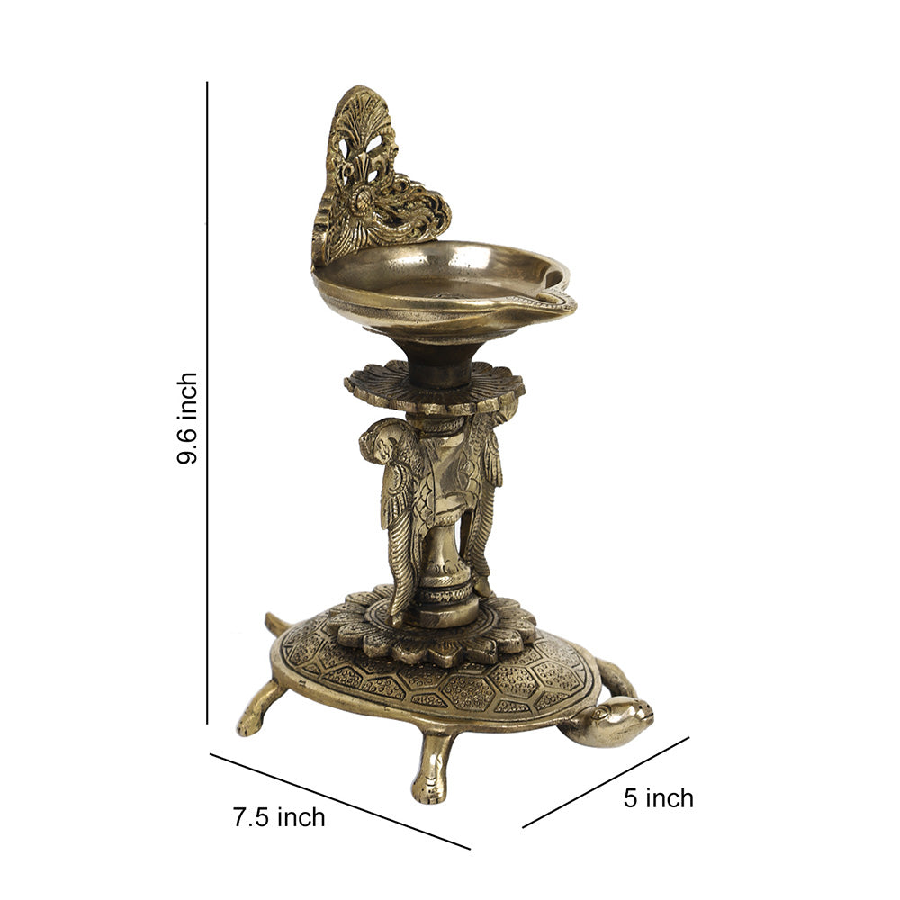 Brass Metal Handcrafted Tortoise Lamp Diya (7.5 x 5 in)