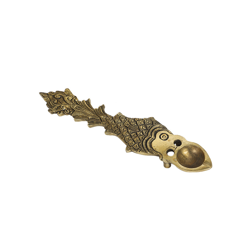 Brass Metal Handcrafted Pooja Aarti Diya Spoon (10 x 2.5 in)
