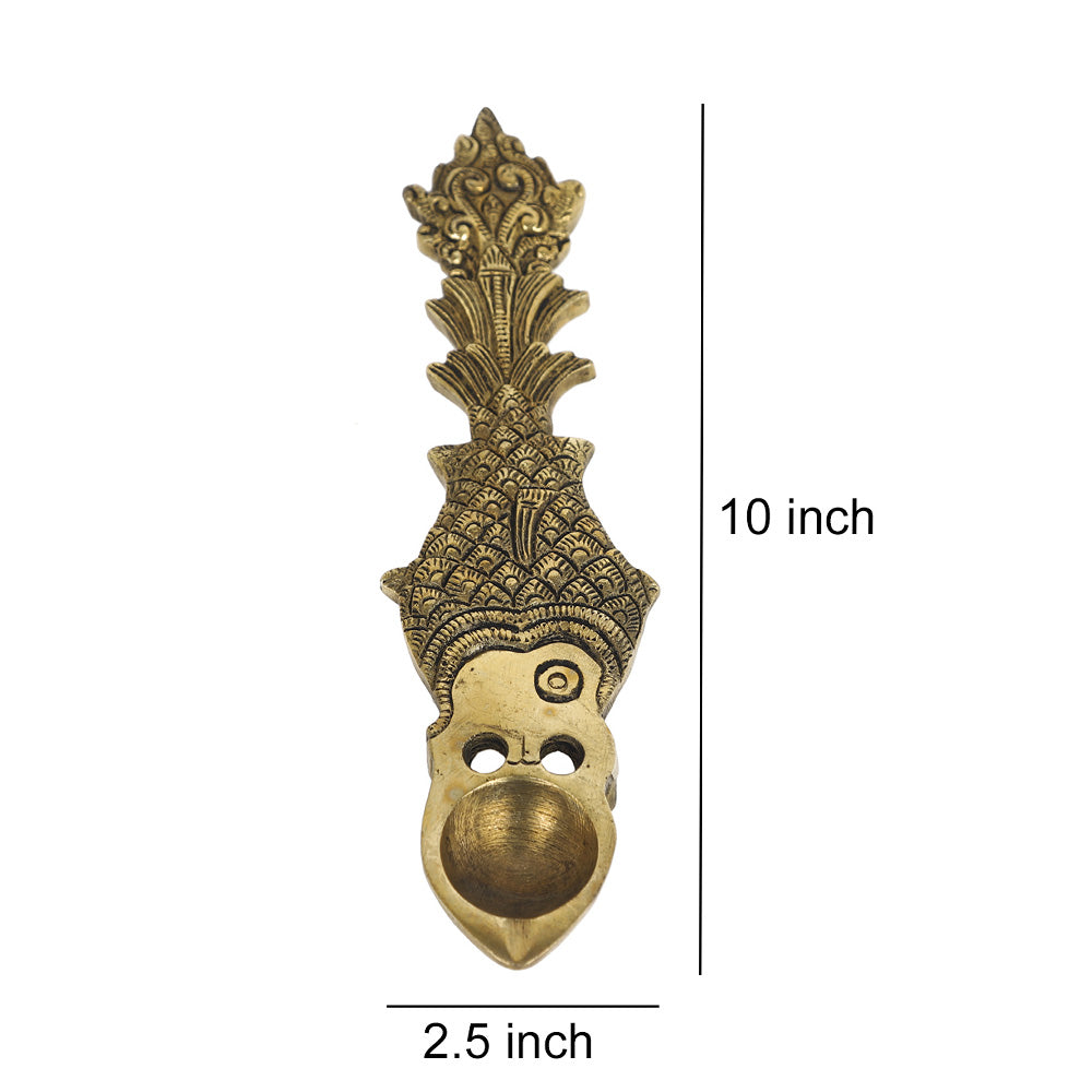 Brass Metal Handcrafted Pooja Aarti Diya Spoon (10 x 2.5 in)