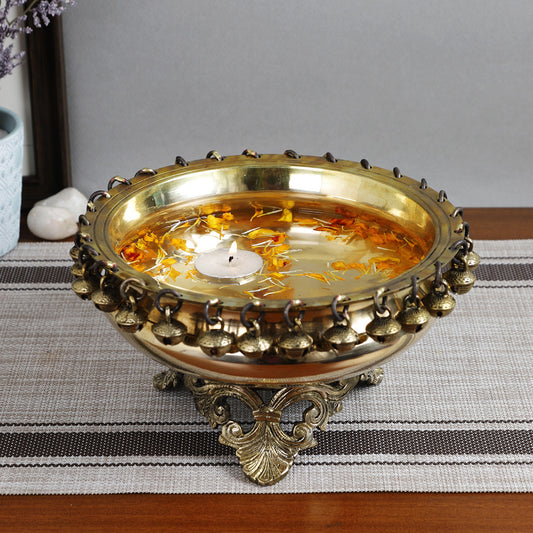 Brass Metal Handcrafted Urli Bowl (7.6 x 7.6 in)