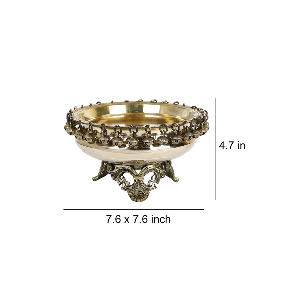 Brass Metal Handcrafted Urli Bowl (7.6 x 7.6 in)