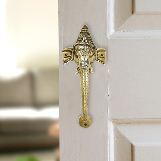 Brass Metal Handcrafted Ganesha Door Handle (11.2 x 4.5 in)