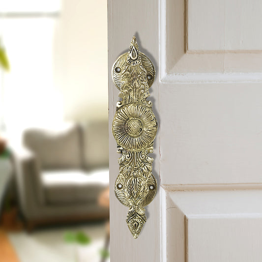 Brass Metal Handcrafted Antique Door Handle (8.7 x 2 in)