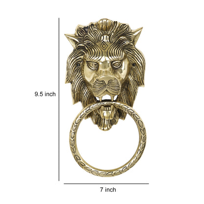 Brass Metal Handcrafted Lion Door Knocker (9.5 x 7 in)