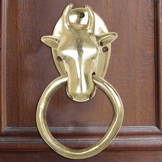 Brass Metal Handcrafted Nandi Door Knocker (7.2 x 4.2 in)