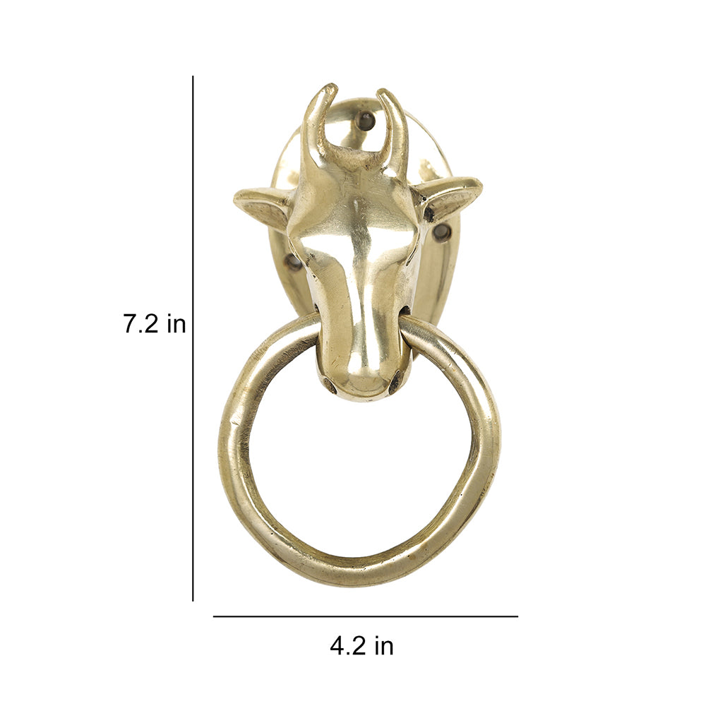 Brass Metal Handcrafted Nandi Door Knocker (7.2 x 4.2 in)