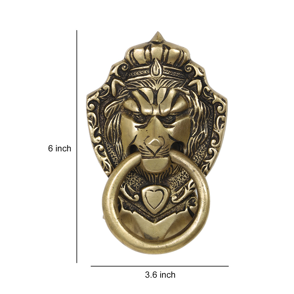 Brass Metal Handcrafted Lion Door Knocker (6 x 3.6 in)