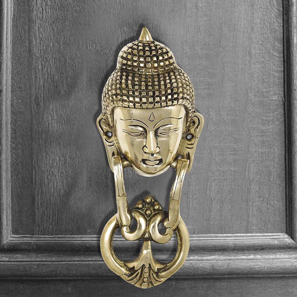 Brass Metal Handcrafted Buddha Door Knocker (8.3 x 3.3 in)