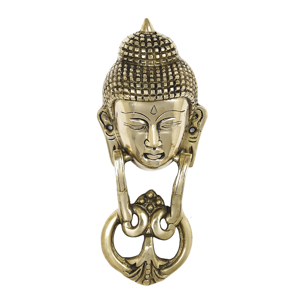 Brass Metal Handcrafted Buddha Door Knocker (8.3 x 3.3 in)