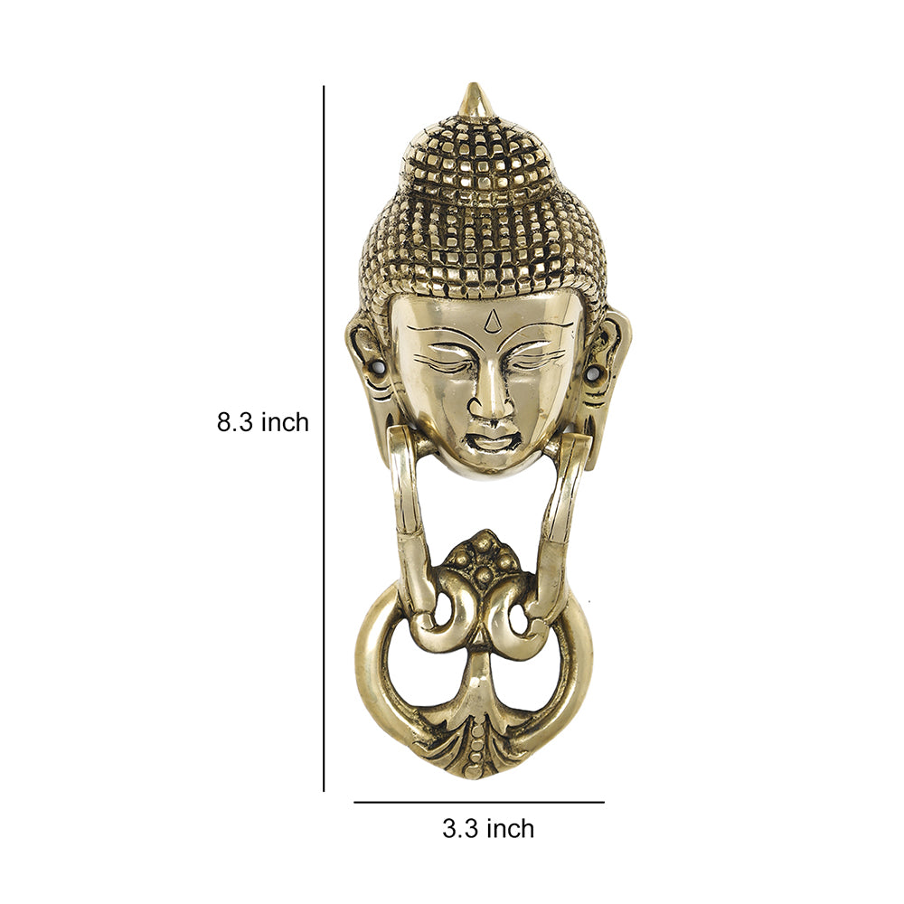 Brass Metal Handcrafted Buddha Door Knocker (8.3 x 3.3 in)