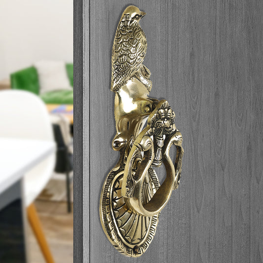 Brass Metal Handcrafted Bird Door Knocker (9.5 x 3.5 in)